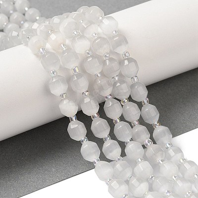 White Cat Eye Beads Strands G-Q169-F10-01-1