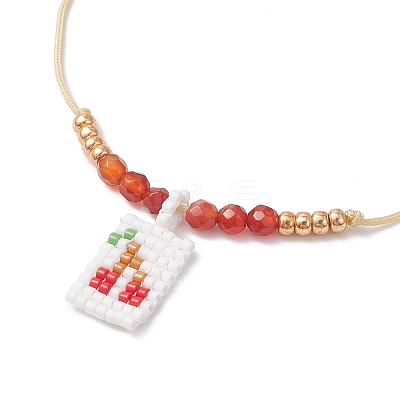 Adjustable Handmade MIYUKI Glass Seed Beads & Natural Agate Charm Bracelets BJEW-MZ00248-02-1