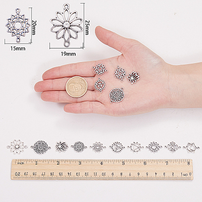 Chakra Tibetan Style Alloy Links TIBE-SC0001-08AS-FF-1