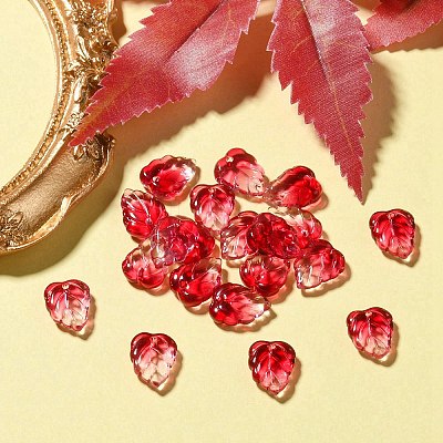 Autumn Theme Two-Tone Transparent Glass Charms GLAA-YW0001-53D-1