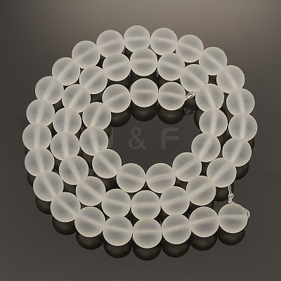 Frosted Transparent Round Glass Beads Strands X-FGLA-P002-8mm-03-1