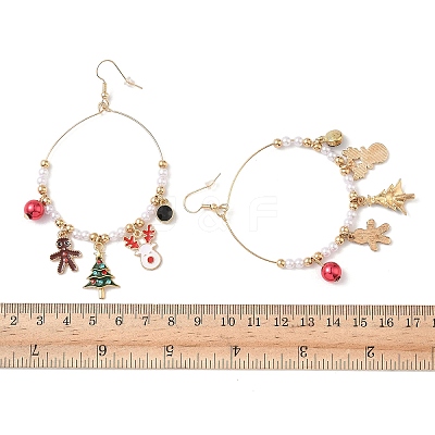 Christmas Theme Alloy Enamel Dangle Earrings LS-EJEW-B068-01G-01-1