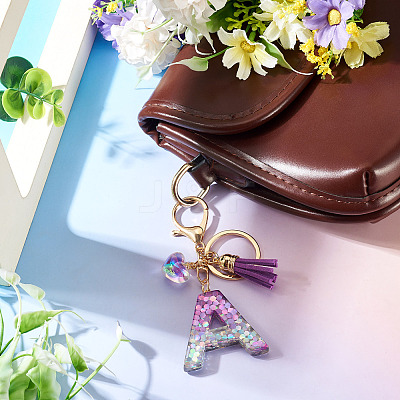 Alloy Resin Heart Keychains KEYC-TADJ0002-01G-A-1