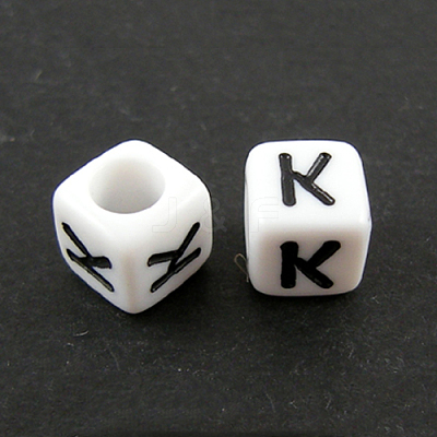 Letter Acrylic European Large Hole Beads OPDL-R050-10mm-K-1