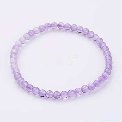 Natural Amethyst Beaded Stretch Bracelets BJEW-JB02459-09-1