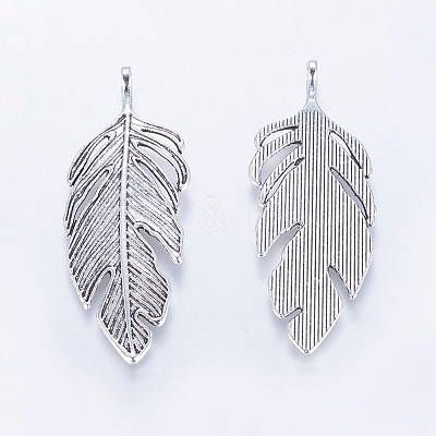 Tibetan Style Alloy Leaf Big Pendants PALLOY-A15448-AS-1