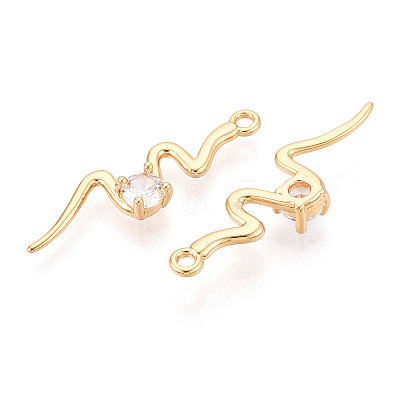 Brass Micro Pave Clear Cubic Zirconia Pendants KK-T078-01G-06-1