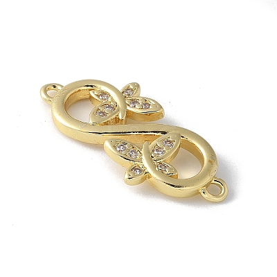 Brass Micro Pave Clear Cubic Zirconia Connector Charms KK-Q044-01E-G-1