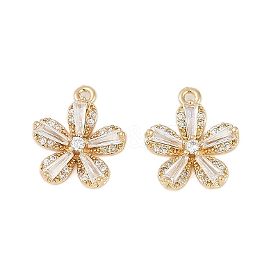 Rack Plating Brass Micro Pave Cubic Zirconia Pendants KK-C082-01G-1