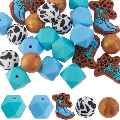 25Pcs 5 Styles Silicone Beads SIL-SC0002-08-1