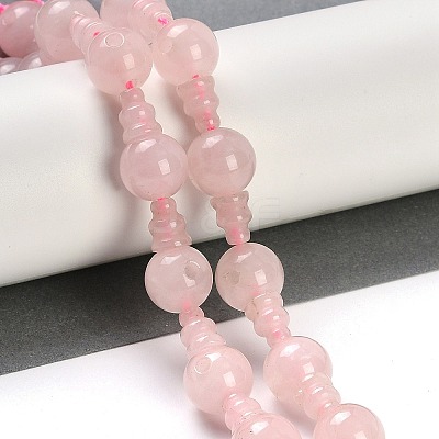Natural Rose Quartz 3-Hole Guru Beads Strands G-H064-E01-01-1