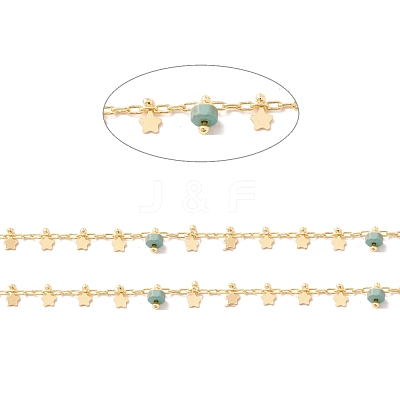 Natural Turquoise Column Beaded Chains CHC-K012-02G-07-1