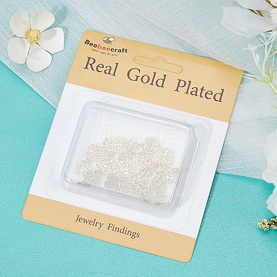 24Pcs 4 Style Rack Plating Brass Charms KK-BBC0009-10-1