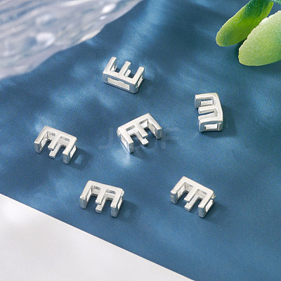 6Pcs 925 Sterling Silver Hollow Initial Beads STER-TA0001-53E-1