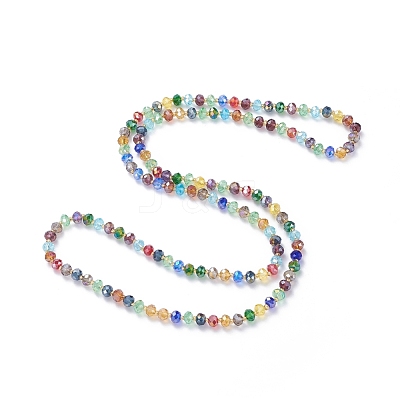 Electroplate Faceted Abacus Glass Beaded Necklaces NJEW-JN02623-1