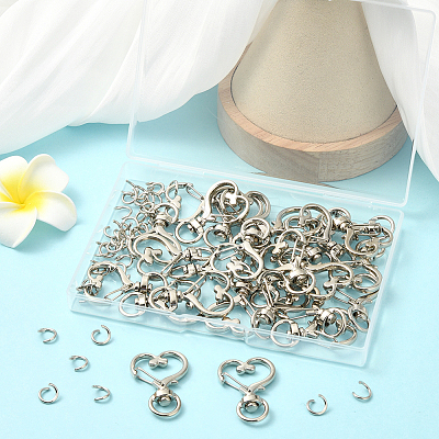 40Pcs Heart Zinc Alloy Swivel Lobster Clasps FIND-SP0001-20G-1