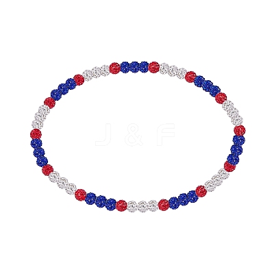 Polymer Clay Rhinestone Round Beaded Necklaces NJEW-SW00049-01-1