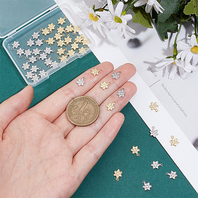 48Pcs 2 Colors Rack Plating Brass Charms KK-BC0011-97-1