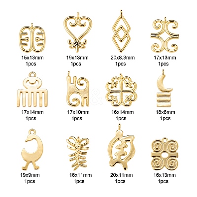12Pcs 12 Style Brass Pendants KK-LS0001-28G-1