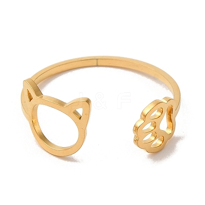 304 Stainless Steel Open Cuff Ring RJEW-Z026-05G-1