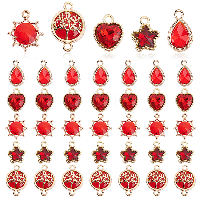40Pcs 5 Styles Glass Pendants GLAA-GA0001-93-1