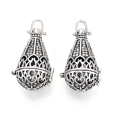 Rack Plating Brass Cage Pendants KK-S751-067AS-1