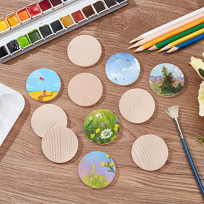 40Pcs Unfinished Beech Wooden Round Pieces WOOD-PH0009-48-1