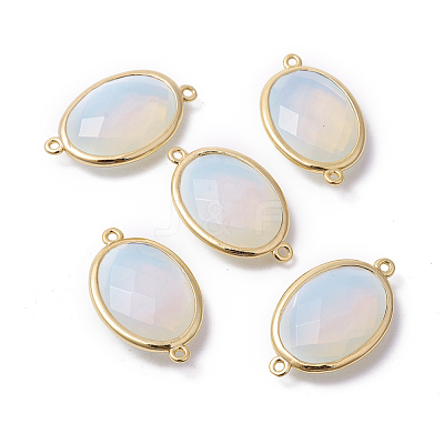 Golden Tone Brass Opalite Links connectors G-F339-A11-1