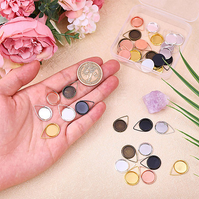 24Pcs 6 Colors Brass Pendant Cabochon Settings FIND-CA0010-44-1