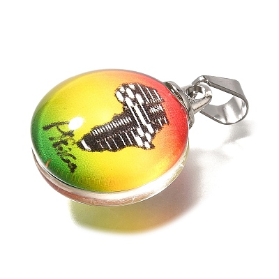 Flat Round 201 Stainless Steel Acrylic Pendants STAS-U036-01P-11-1