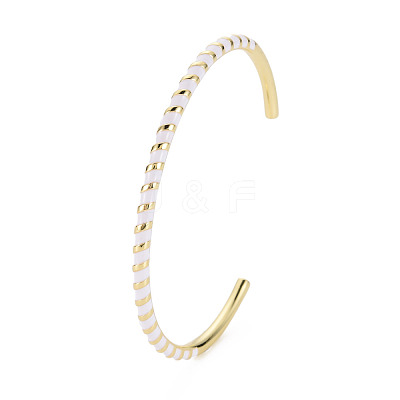 Twisted Brass Enamel Cuff Bangle BJEW-T020-02J-NF-1