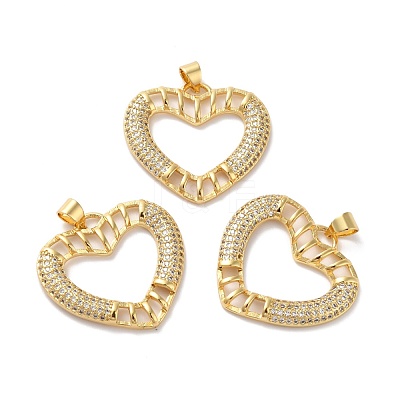 Rack Plating Brass Micro Pave Cubic Zirconia Pendants KK-E281-25G-1