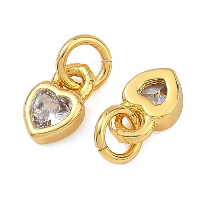 Valentine's Day Brass Micro Pave Clear Cubic Zirconia Charms KK-F941-18G-1