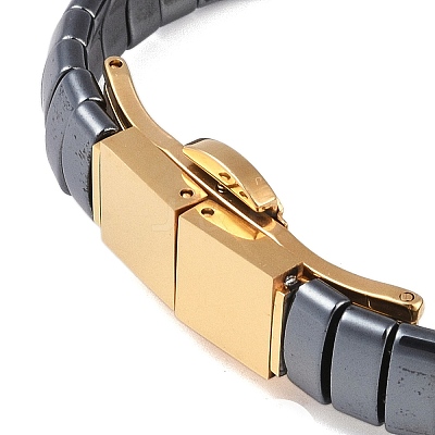 Ion Plating(IP) Synthetic Non-Magnetic Hematite Beaded Bracelets for Men BJEW-E102-01G-1
