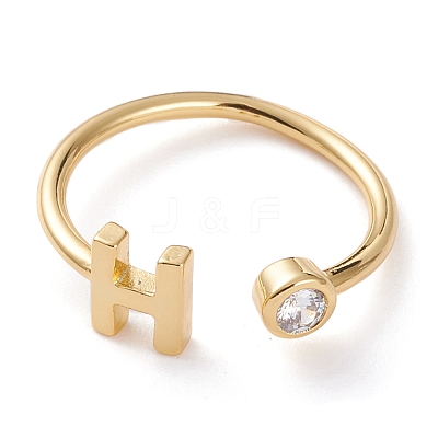 Brass Micro Pave Clear Cubic Zirconia Cuff Rings RJEW-J074-01G-H-1