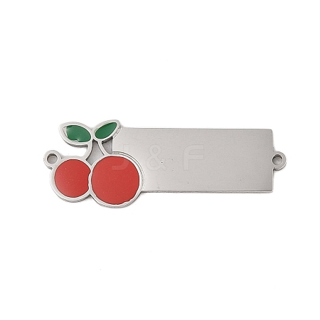 304 Stainless Steel Red Enamel Connector Charms STAS-P377-15P-1