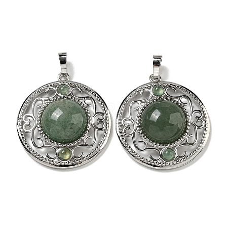 Natural Green Aventurine Pendants G-Q158-03E-1