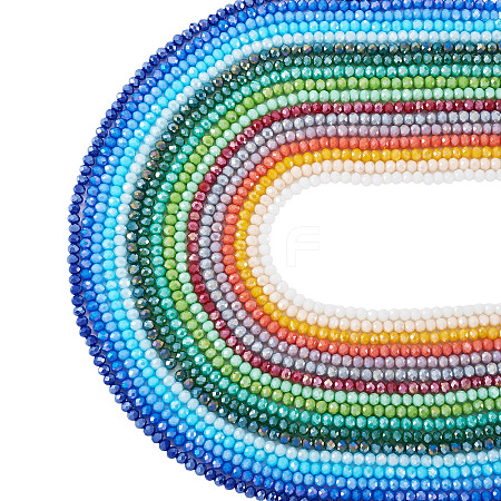 17 Strands 17 Colors Electroplate Glass Beads Strands EGLA-TA0013-43-1
