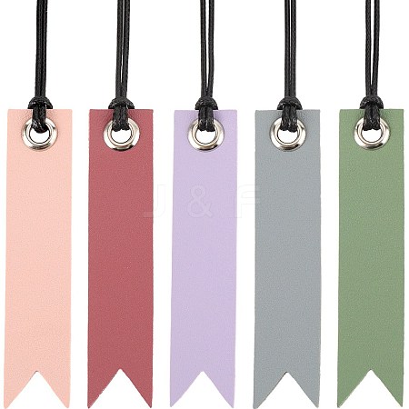 10Pcs 5 Colors Leather Bookmarks AJEW-CP0007-56-1