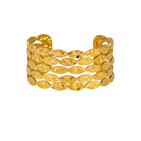 Hammered 304 Stainless Steel Multi-strand Cuff Bangles for Women WG1611B-01-1