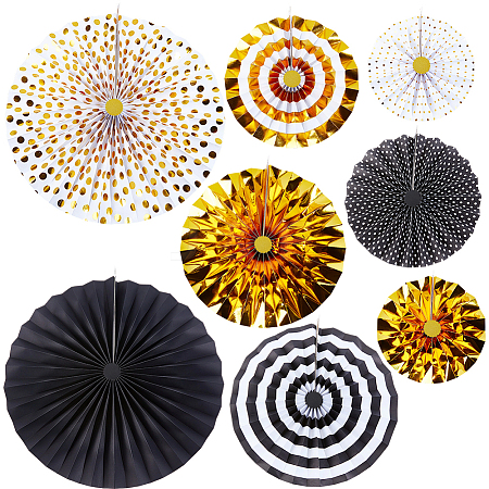 8Pcs Paper Fans Flower for Wedding Birthday Carnival Welcome Party Decorations AJEW-GF0013-45C-1