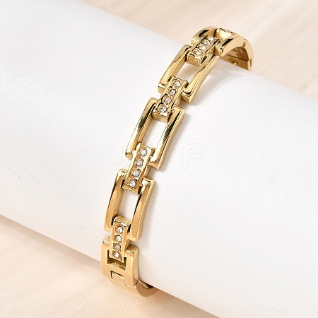 304 Stainless Steel Rhinestone Hinged Bangles for Women BJEW-B168-02B-G-1