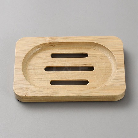 Rectangle Natural Bamboo Soap Case Holder AJEW-WH0270-207-1