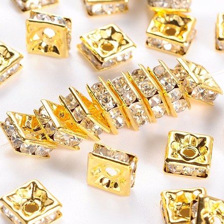 Brass Rhinestone Spacer Beads RSB072-01G-1