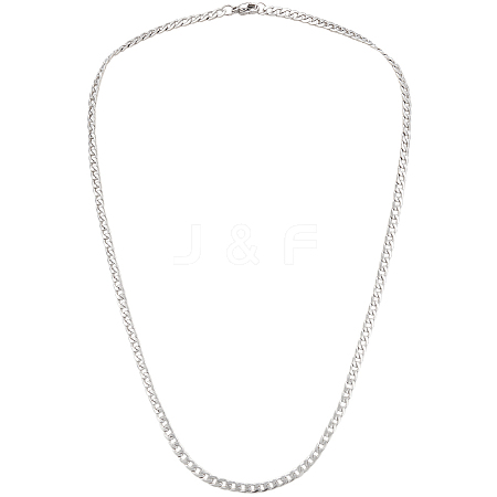 1Pc 304 Stainless Steel Cuban Link Chain Necklaces for Men Women NJEW-BM0001-08B-1