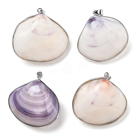 Electroplate Natural White Shell Pendants KK-F882-04P-1