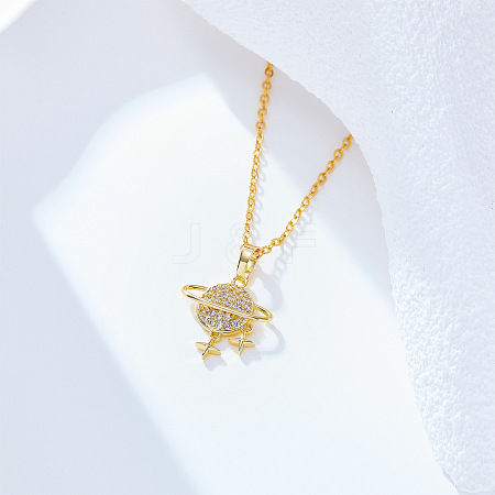 Planet Brass Micro Pave Clear Cubic Zirconia Pendant Necklaces FS-WGFD3F3-01-1