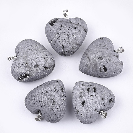Electroplate Natural Druzy Agate Pendants G-T112-02F-1