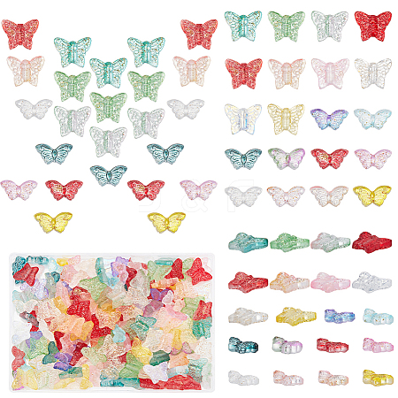 200Pcs 20 Style Transparent Spray Painted Glass Beads GLAA-PH0002-74-1