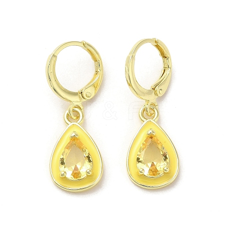 Teardrop Real 18K Gold Plated Brass Dangle Leverback Earrings EJEW-L268-026G-03-1